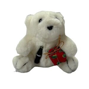 Vintage 1993 Ornament COCA COLA Polar Bear Red Present Plush Toy Stuffed